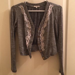 Navy blue and white striped cardigan